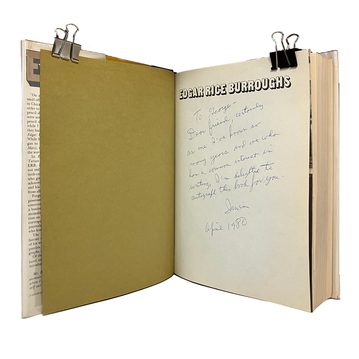 Edgar Rice Burroughs by Irwin Porges, signed