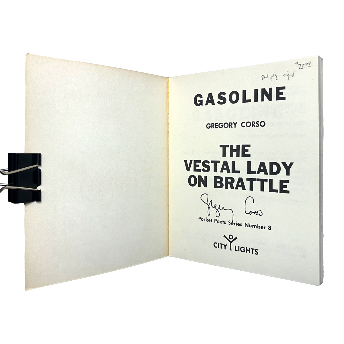 Gasoline by Gregory Corso, signed