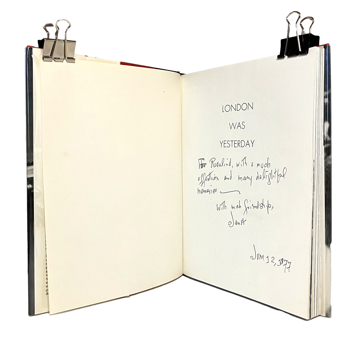 London Was Yesterday by Janet Flanner, signed