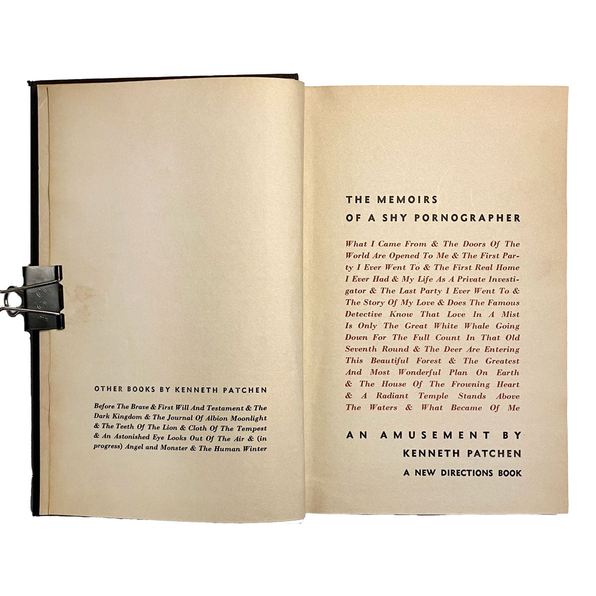 The Memoirs of a Shy Pornographer by Kenneth Patchen