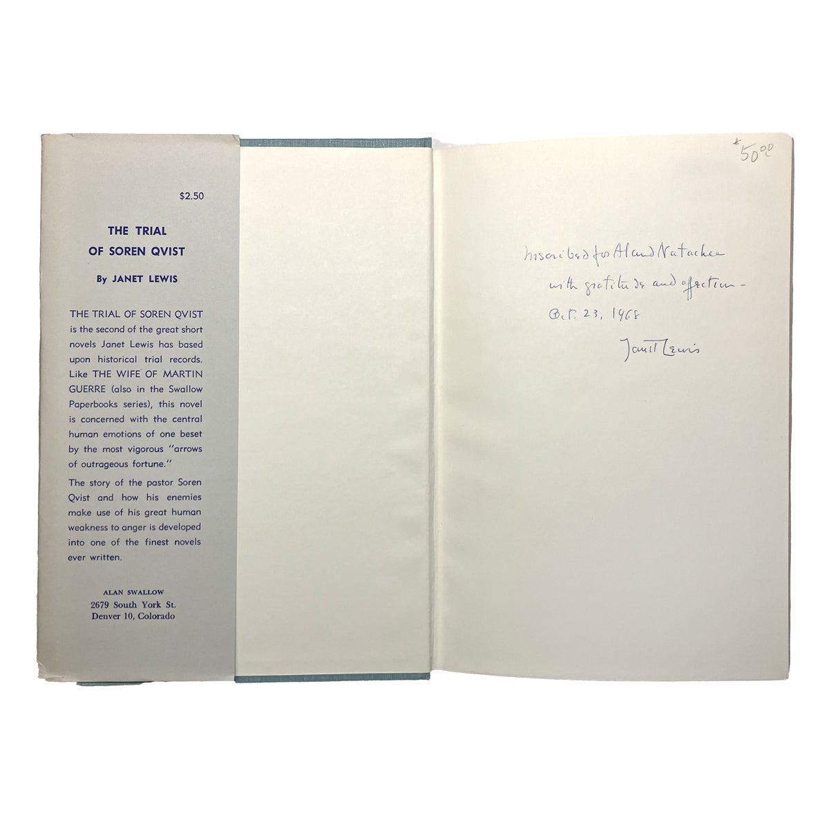 The Trial of Soren Qvist by Janet Lewis, signed
