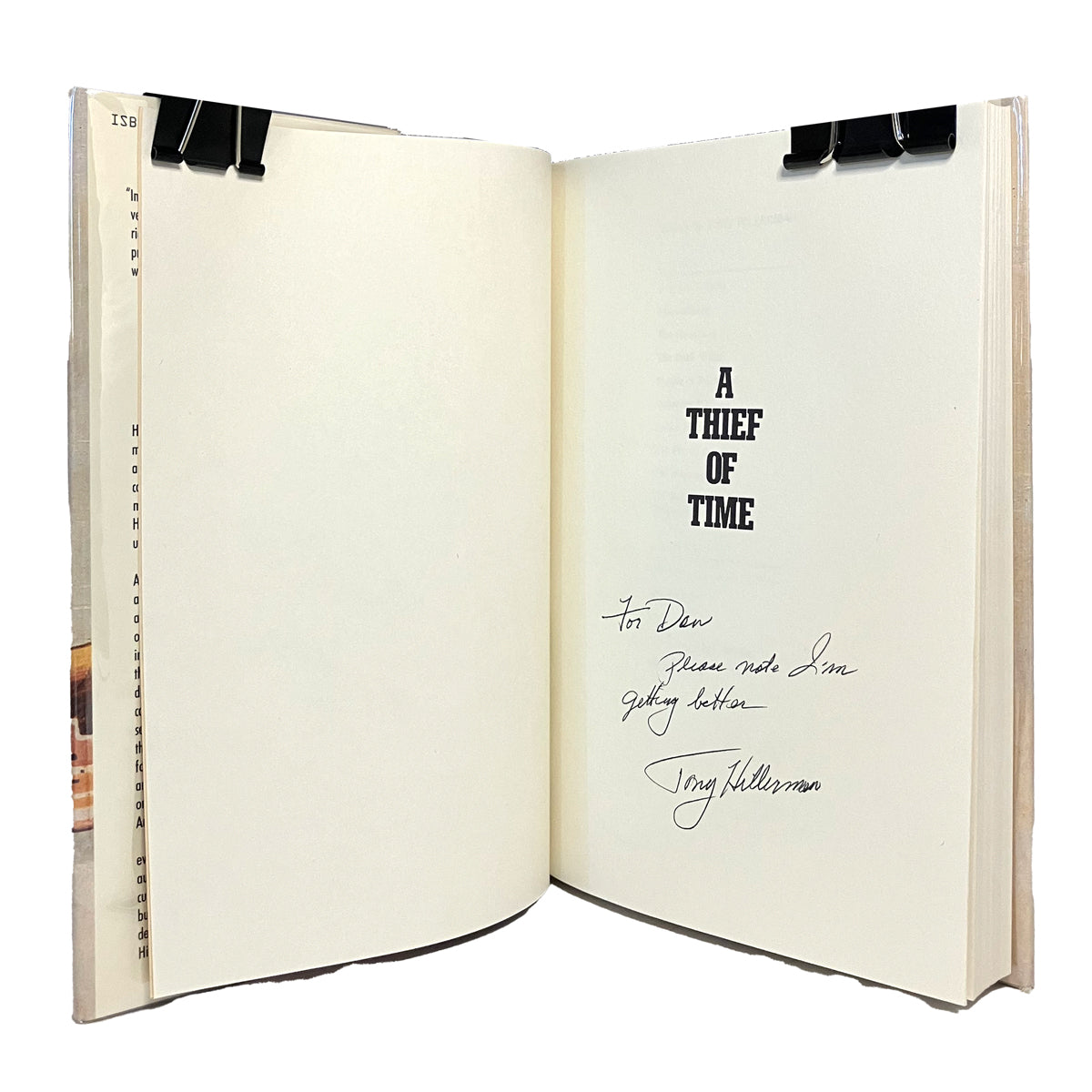 A Thief of Time by Tony Hillerman, signed