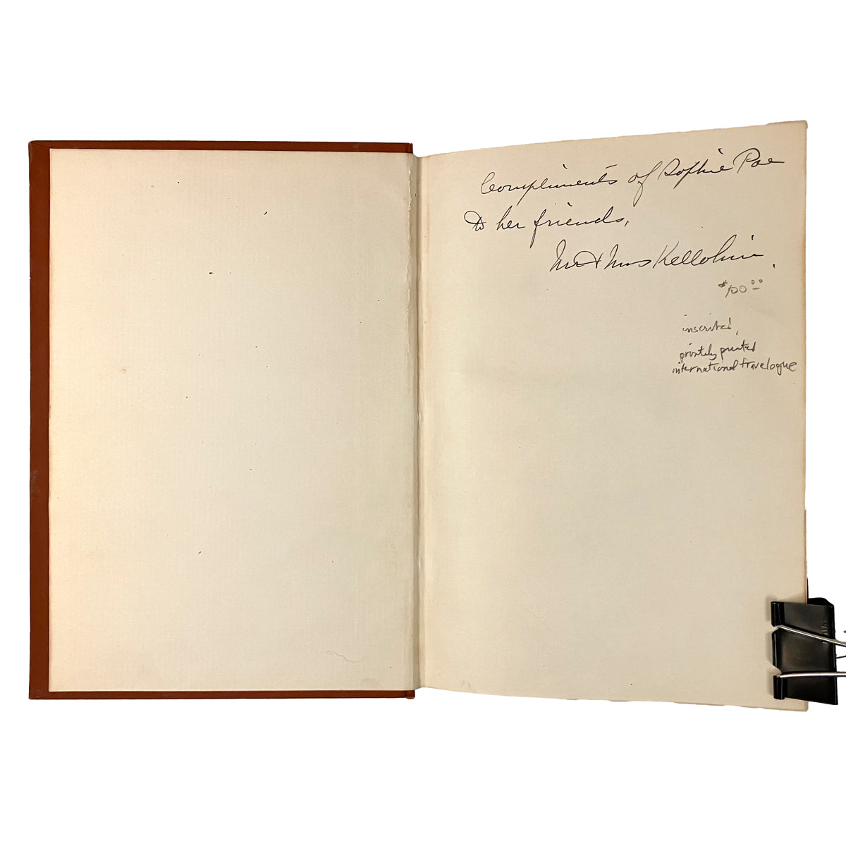 Ten Months on the Wing by Mrs. John W. Poe, signed